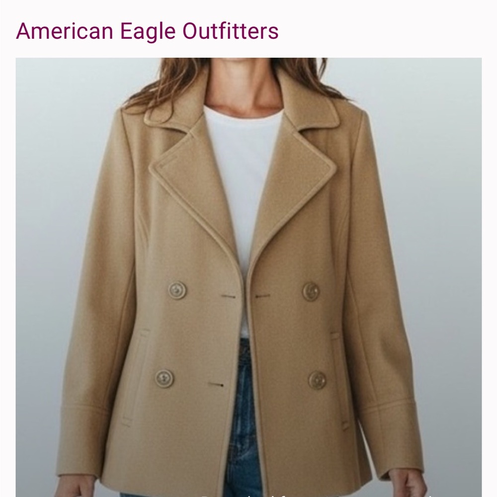 Genuine American Eagle Outfitters camel, wool mix double breasted pea coat!